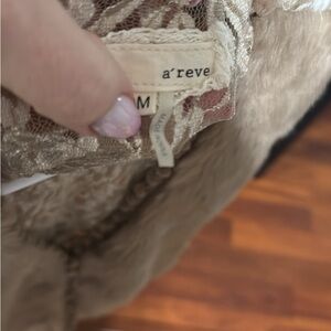 A'Reve Beige Lace Accent Blouse